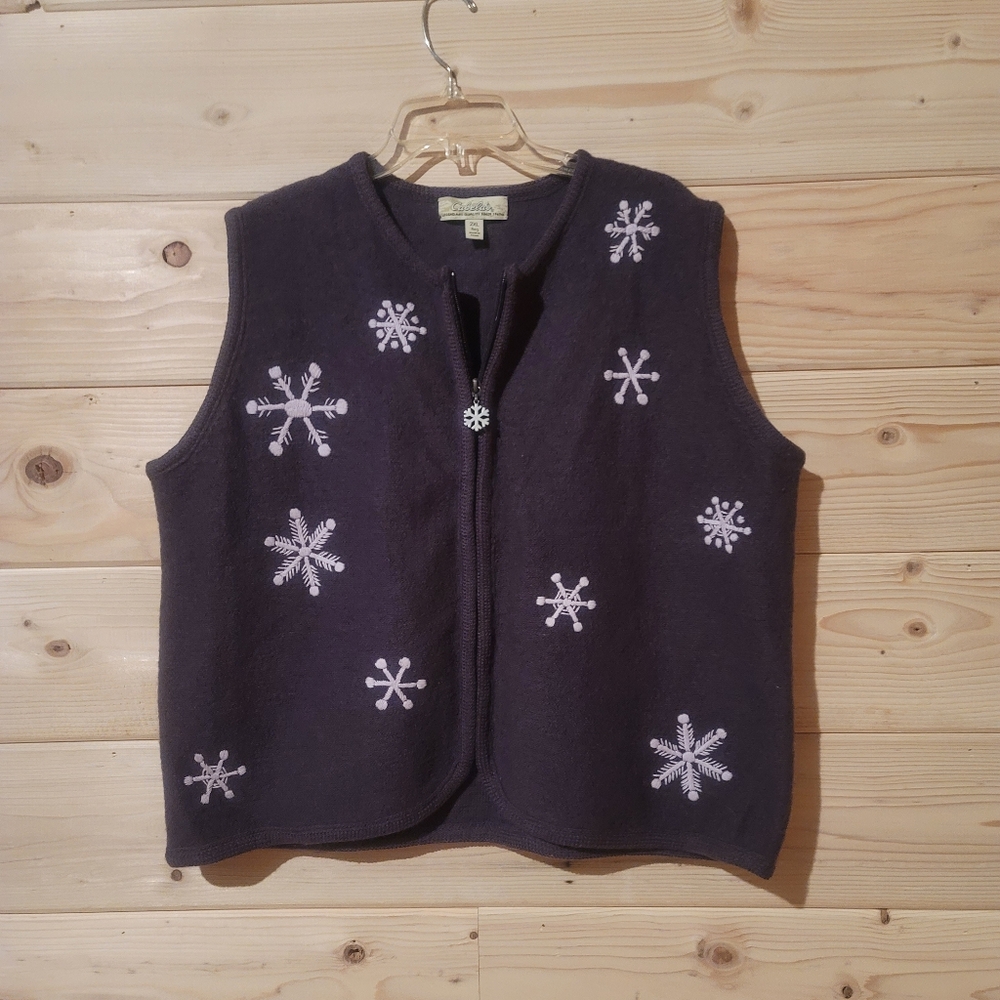 Vtg Cabela's Women's with White Snowflake Embroidery Size 2XL 25x24 100% Wool